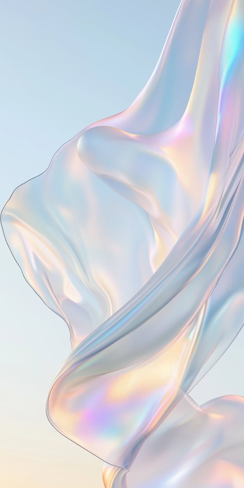 Flowing iridescent silk